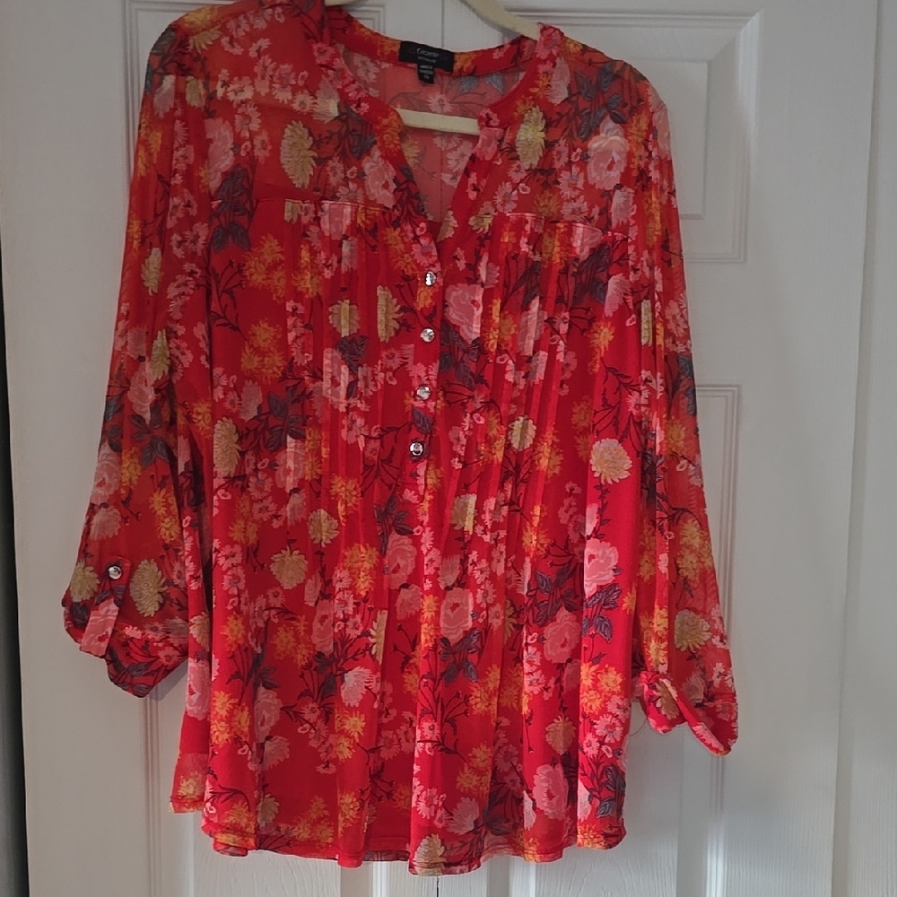 Floral Red Blouse